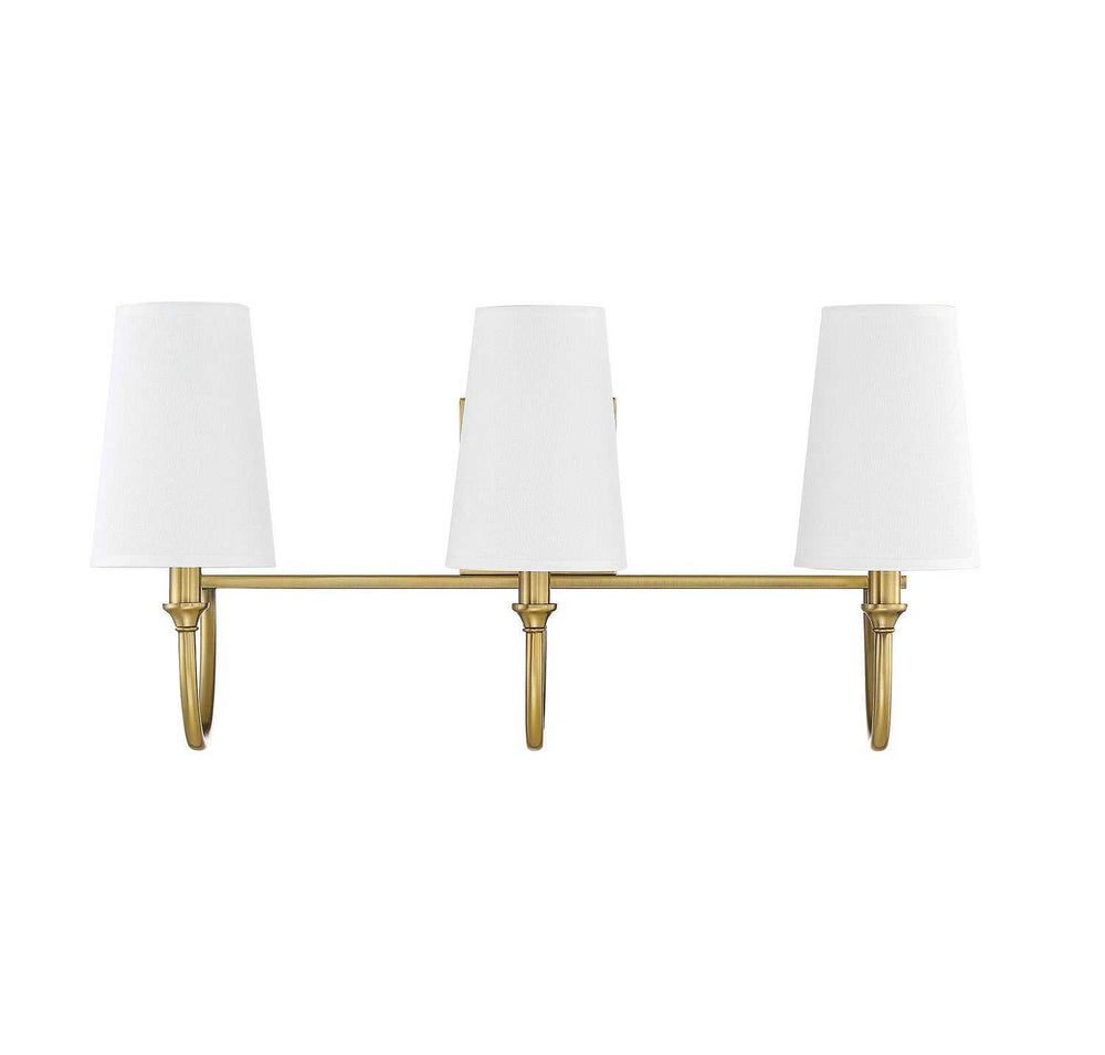 Cameron Three Light Bath Bar in Warm Brass Savoy House