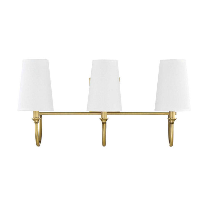 Cameron Three Light Bath Bar in Warm Brass Savoy House
