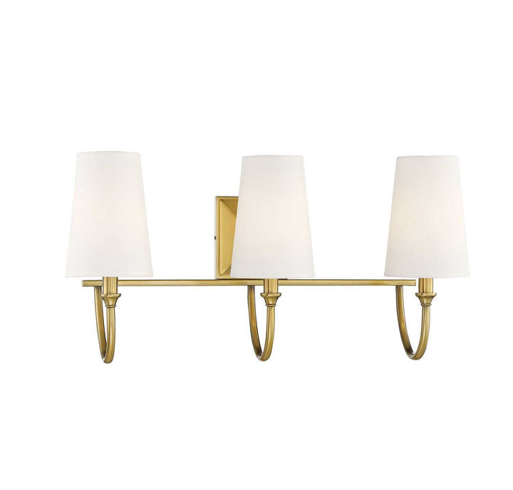 Cameron Three Light Bath Bar in Warm Brass Savoy House