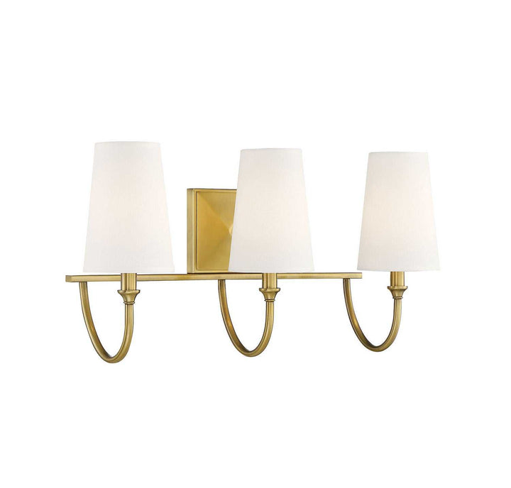 Cameron Three Light Bath Bar in Warm Brass Savoy House