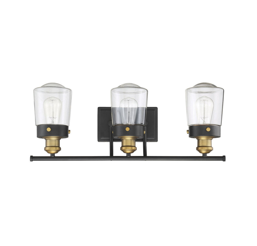 Savoy House - 8-2069-3-51 - Three Light Bath Bar - Macauley - Vintage Black w/Warm Brass