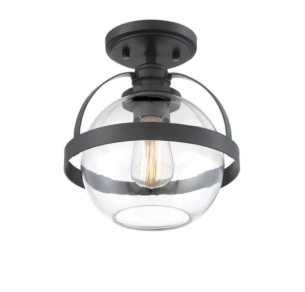Pendleton One Light Semi-Flush Mount in Matte Black Savoy House
