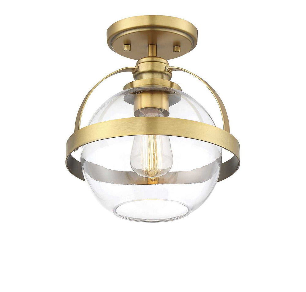 Pendleton One Light Semi-Flush Mount in Warm Brass Savoy House