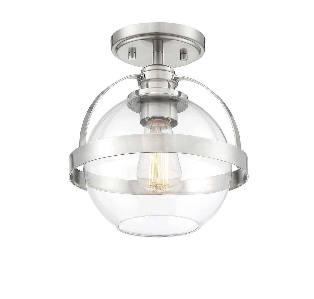 Pendleton One Light Semi-Flush Mount in Satin Nickel Savoy House
