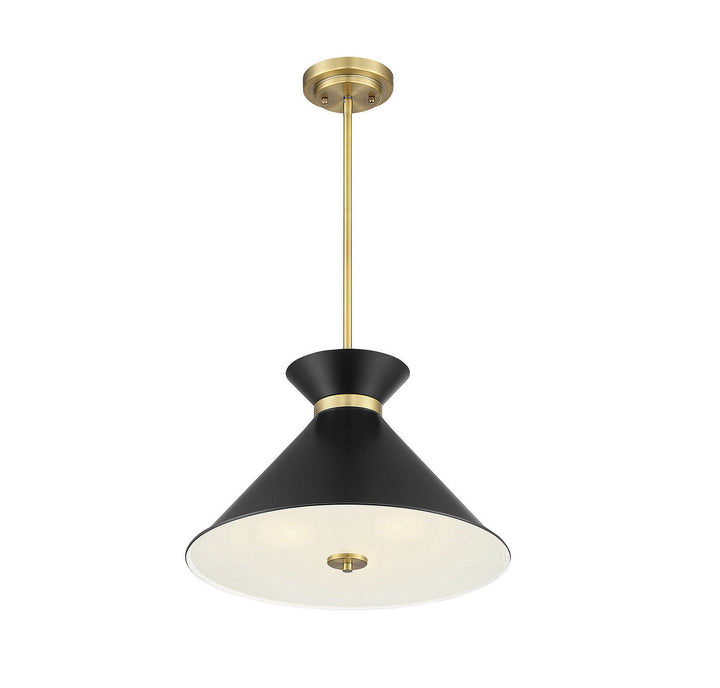 Lamar Three Light Pendant in Black with Warm Brass Accents Savoy House