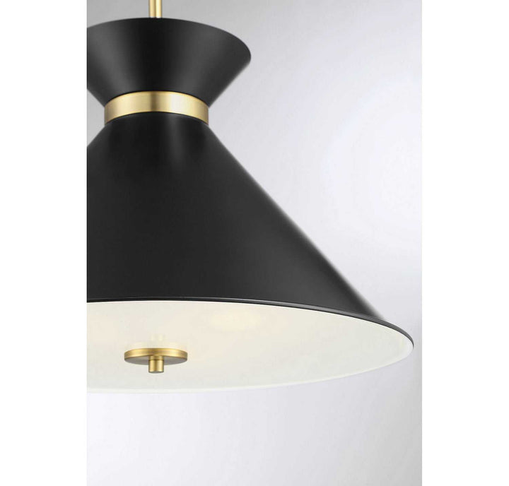 Lamar Three Light Pendant in Black with Warm Brass Accents Savoy House