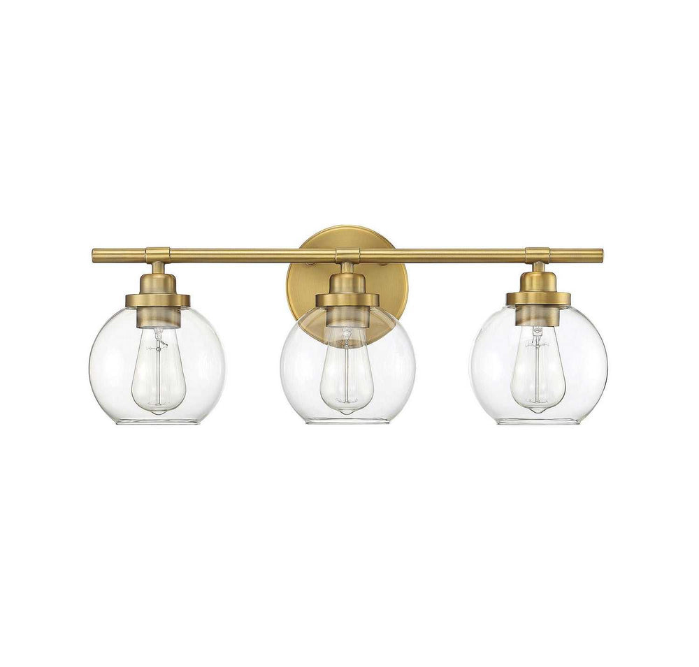 Carson Three Light Bath Bar in Warm Brass Savoy House