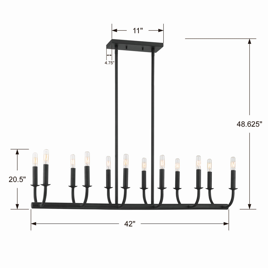 Crystorama - BAI-A2112-MK - 12 Light Chandelier - Bailey - Matte Black