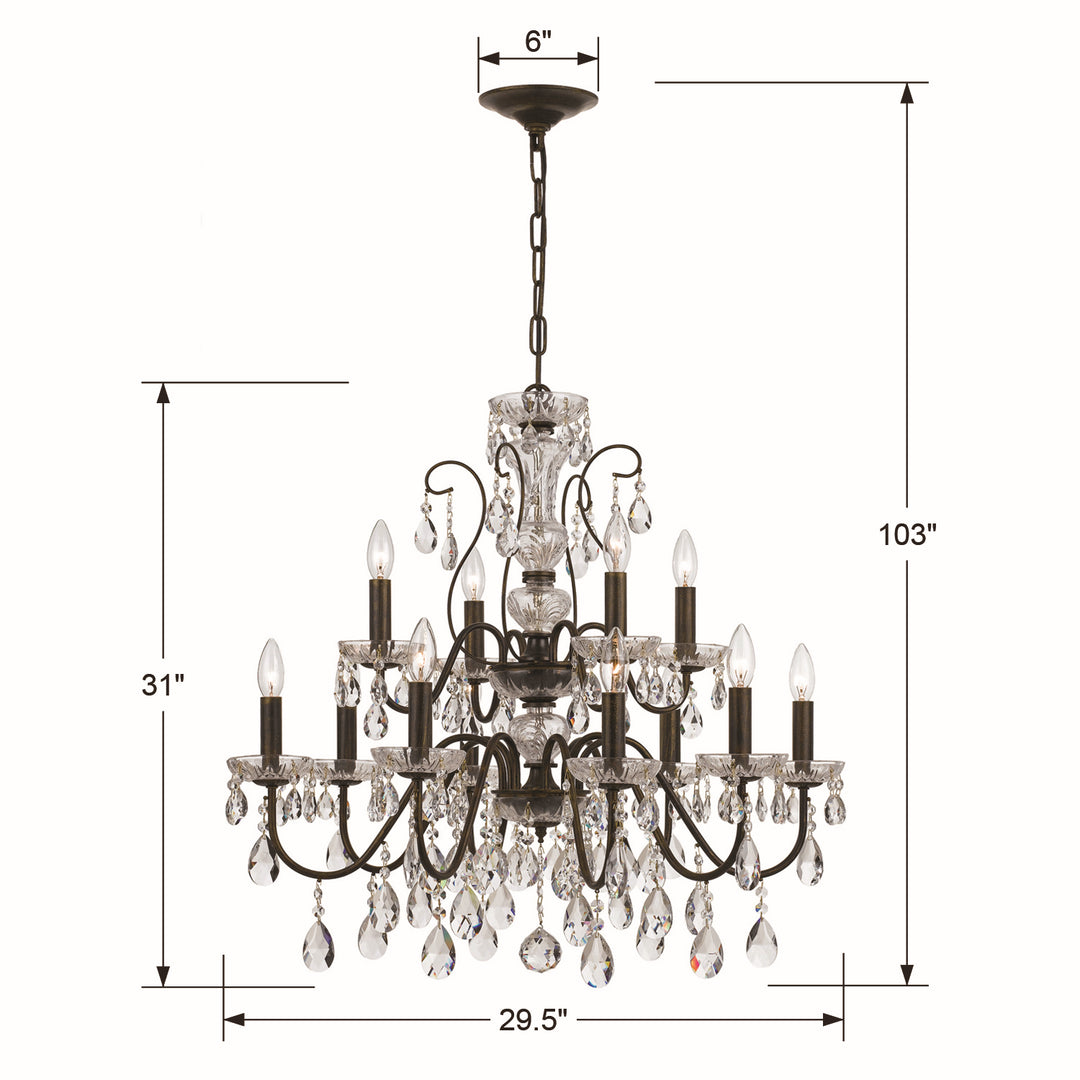 Crystorama - 3029-EB-CL-S - 12 Light Chandelier - Butler - English Bronze