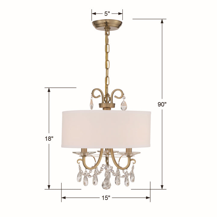 Crystorama - 6623-VG-CL-SAQ - Three Light Chandelier - Othello - Vibrant Gold