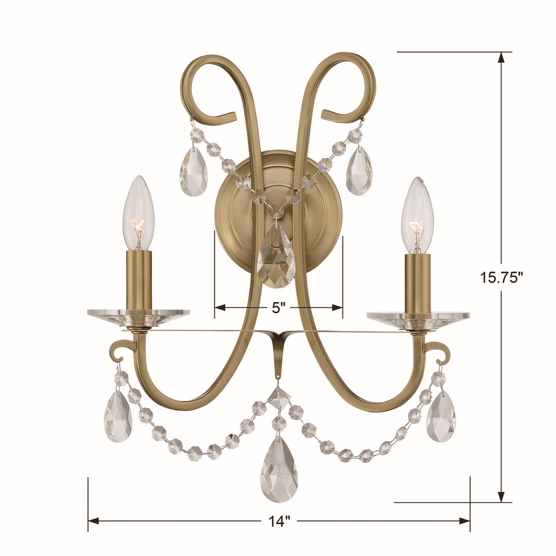 Crystorama - 6822-VG-CL-SAQ - Two Light Wall Sconce - Othello - Vibrant Gold