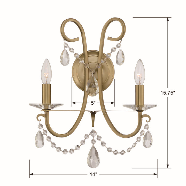Crystorama - 6822-VG-CL-SAQ - Two Light Wall Sconce - Othello - Vibrant Gold
