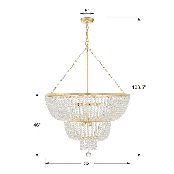 Crystorama - 612-GA - 12 Light Chandelier - Rylee - Antique Gold