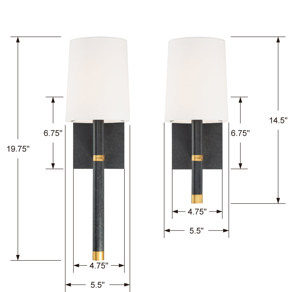 Crystorama - WES-9901-BK-GA - One Light Wall Sconce - Weston - Black + Antique Gold