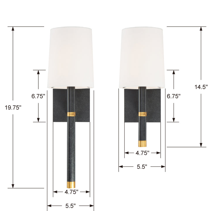 Crystorama - WES-9901-BK-GA - One Light Wall Sconce - Weston - Black + Antique Gold