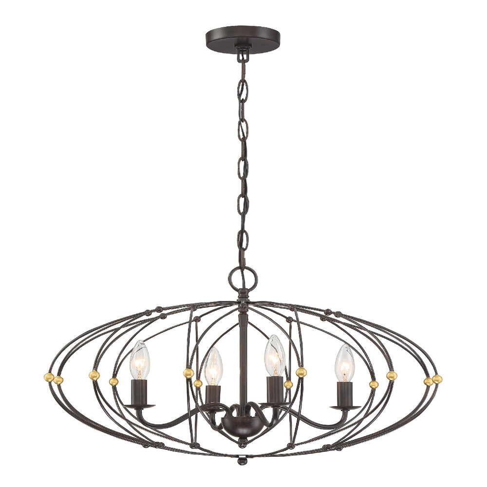 Crystorama - ZUC-A9034-EB-GA - Four Light Chandelier - Zucca - English Bronze + Antique Gold