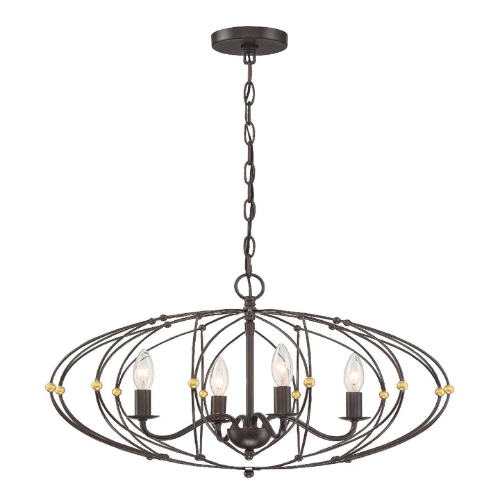 Crystorama - ZUC-A9034-EB-GA - Four Light Chandelier - Zucca - English Bronze + Antique Gold