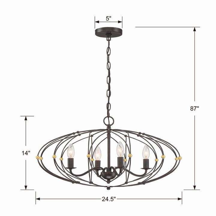 Crystorama - ZUC-A9034-EB-GA - Four Light Chandelier - Zucca - English Bronze + Antique Gold