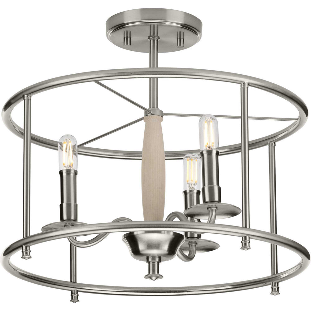 Progress Canada - P350150-009 - Three Light Semi Flush Convertible - Durrell - Brushed Nickel