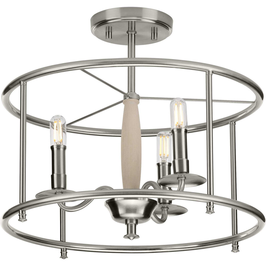 Progress Canada - P350150-009 - Three Light Semi Flush Convertible - Durrell - Brushed Nickel