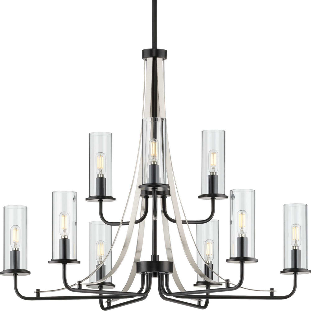 Progress Canada - P400210-031 - Nine Light Chandelier - Riley - Black
