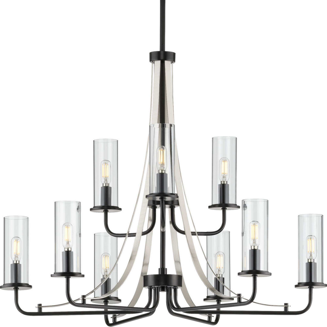 Progress Canada - P400210-031 - Nine Light Chandelier - Riley - Black