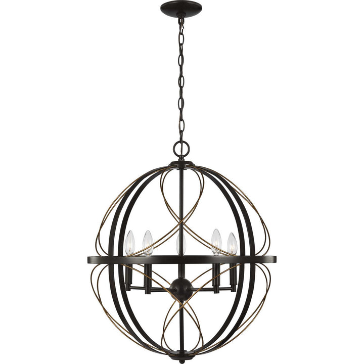 Progress Canada - P500287-020 - Five Light Pendant - Brandywine - Antique Bronze