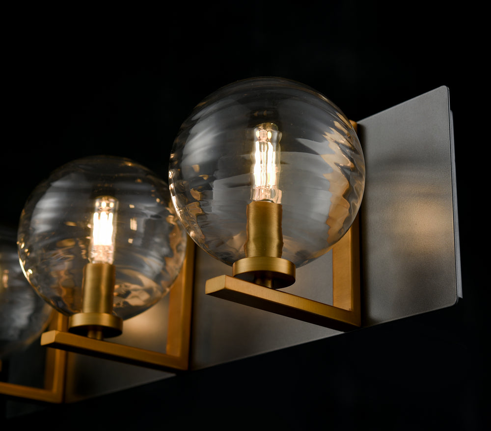 DVI Canada - DVP40443BR+GR-RPG - Three Light Vanity - Tropea - Brass And Graphite w/Ripple Glass