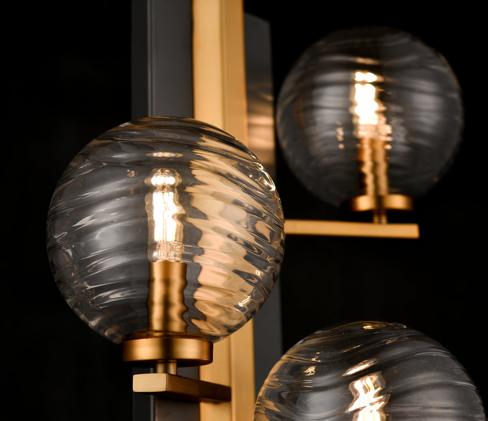 DVI Canada - DVP40499BR+GR-RPG - Three Light Wall Sconce - Tropea - Brass And Graphite w/Ripple Glass