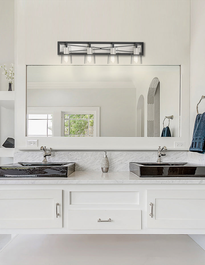 DVI Canada - DVP46944SN+GR-CL - Four Light Vanity - Riverdale - Satin Nickel And Graphite w/Clear Glass