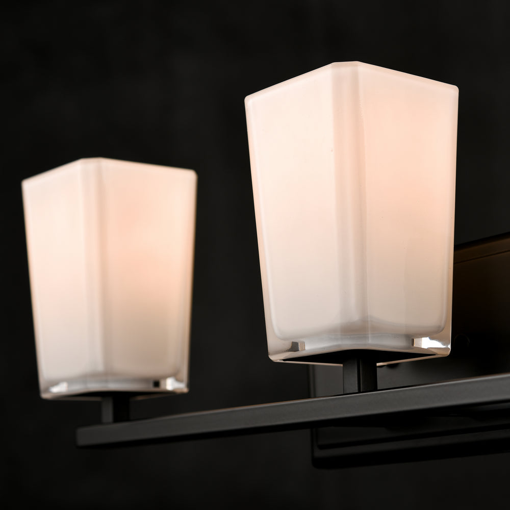 DVI Canada - DVP47943EB-SSOP - Three Light Vanity - Riverside - Ebony w/Silk Screen Opal Glass