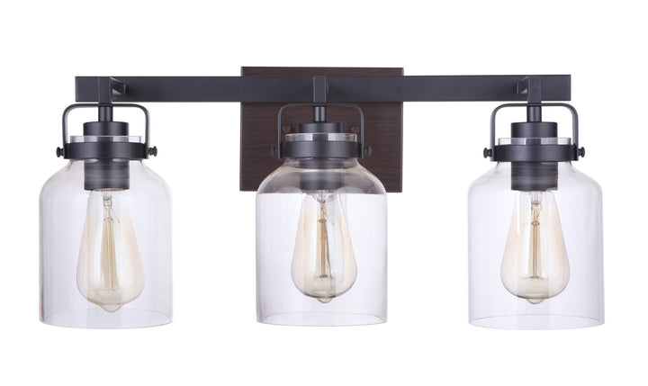 Craftmade Canada - 53603-FBDT - Three Light Vanity - Foxwood - Flat Black / Dark Teak