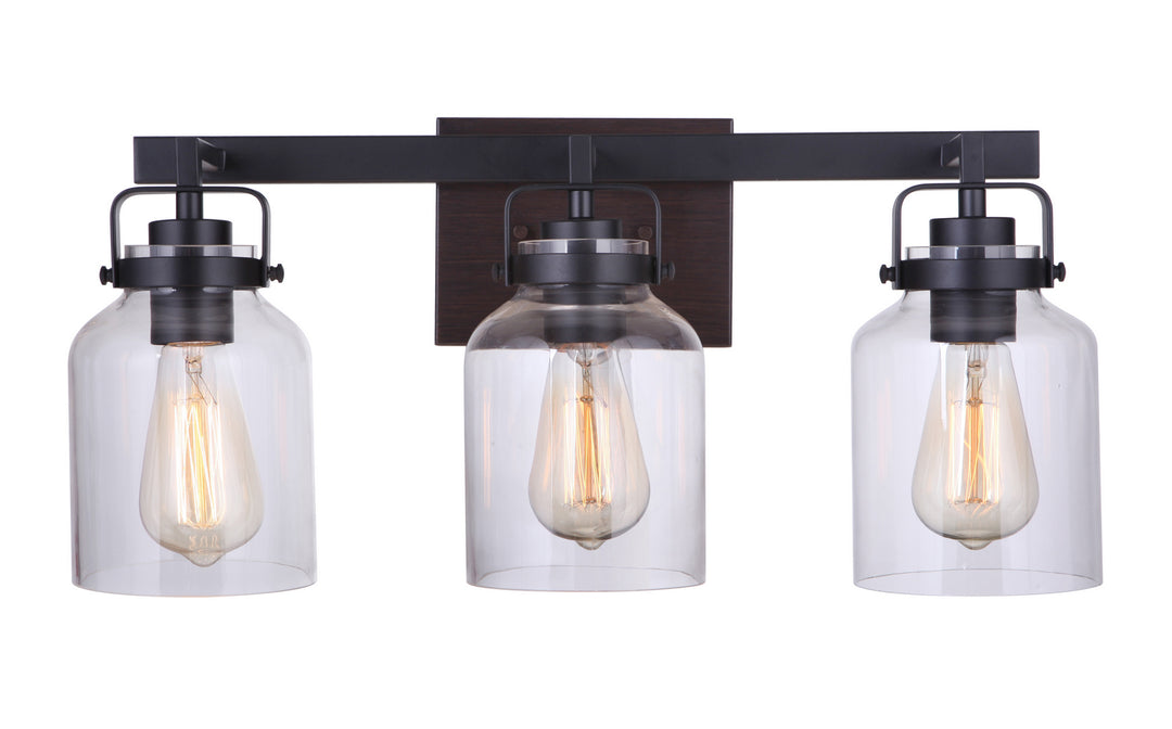 Craftmade Canada - 53603-FBDT - Three Light Vanity - Foxwood - Flat Black / Dark Teak