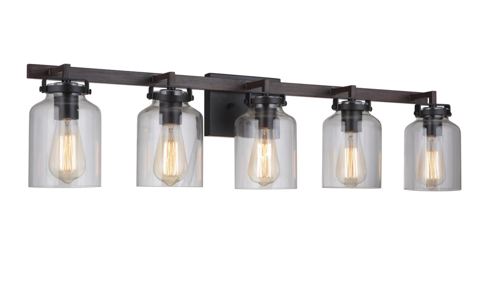 Craftmade Canada - 53605-FBDT - Five Light Vanity - Foxwood - Flat Black / Dark Teak