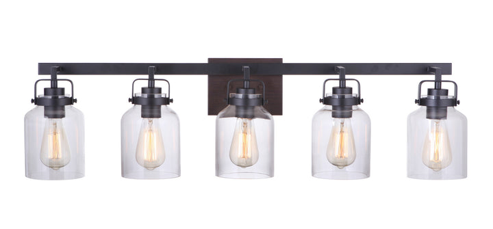 Craftmade Canada - 53605-FBDT - Five Light Vanity - Foxwood - Flat Black / Dark Teak