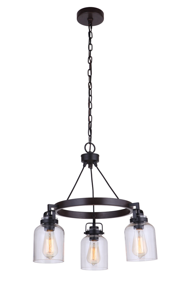 Craftmade Canada - 53623-FBDT - Three Light Chandelier - Foxwood - Flat Black / Dark Teak
