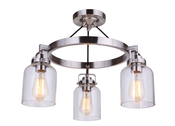 Craftmade Canada - 53653-BNK - Three Light Convertible Semi Flush - Foxwood - Brushed Polished Nickel