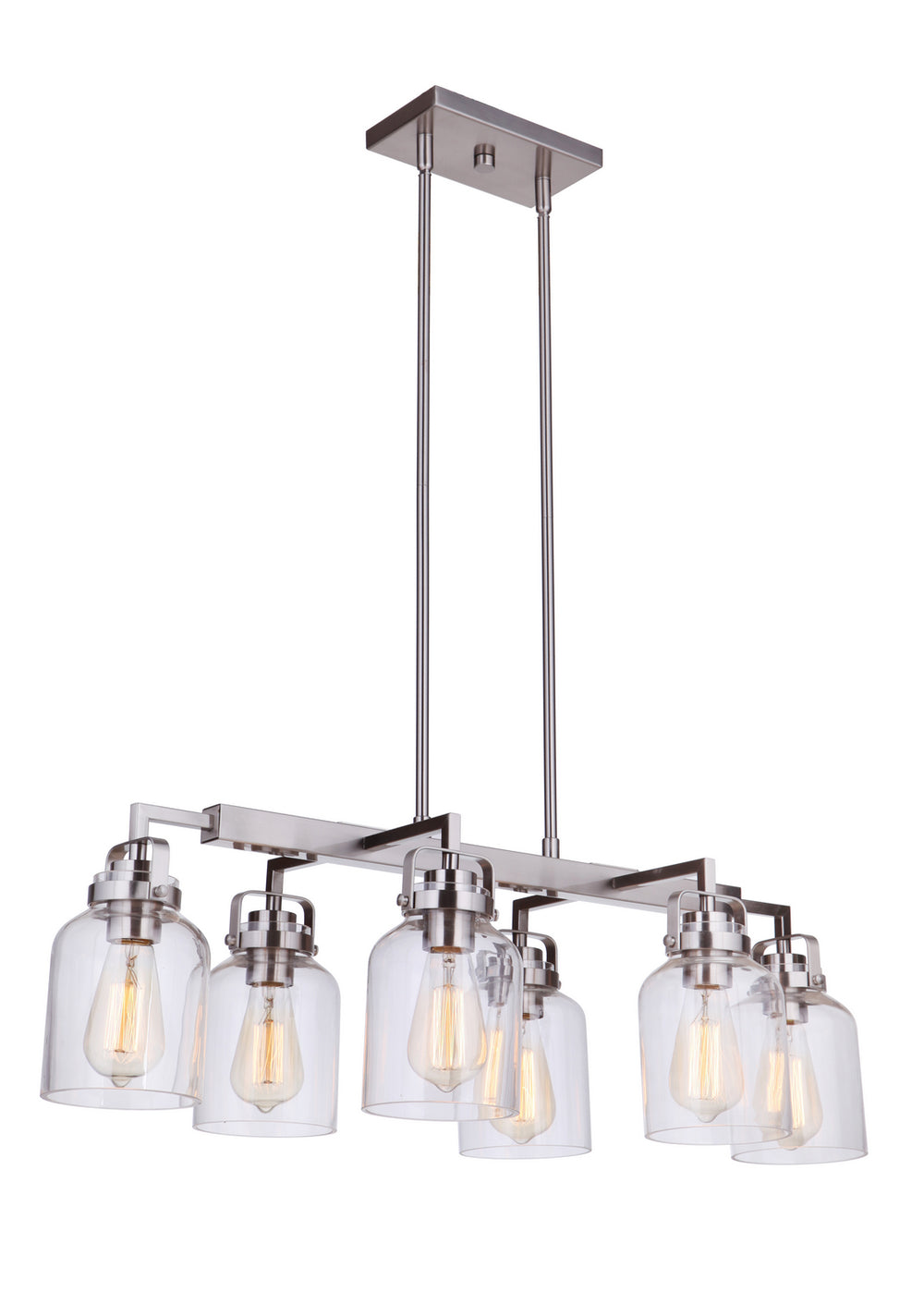 Craftmade Canada - 53676-BNK - Six Light Island Pendant - Foxwood - Brushed Polished Nickel