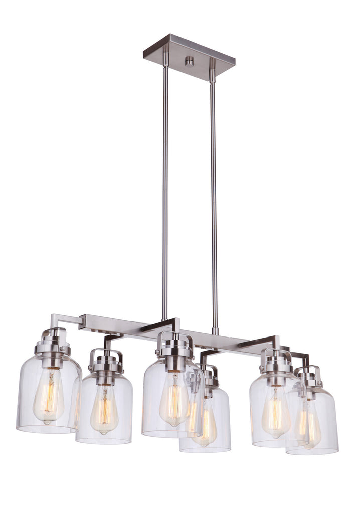 Craftmade Canada - 53676-BNK - Six Light Island Pendant - Foxwood - Brushed Polished Nickel