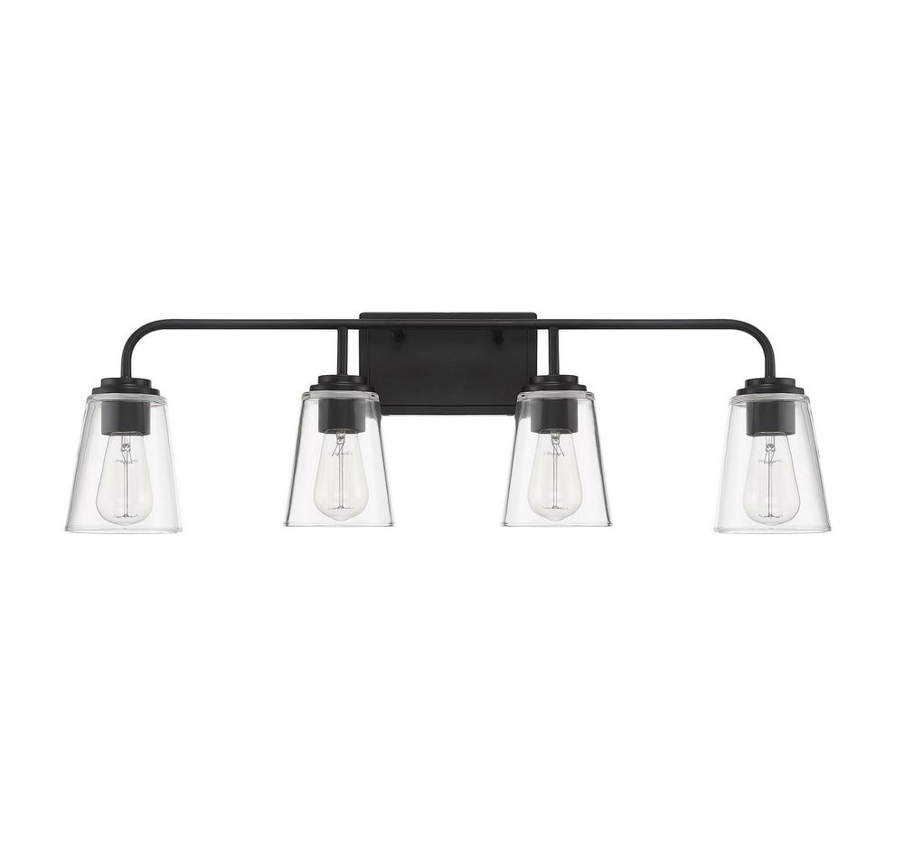 Mbath Four Light Bathroom Vanity Light in Matte Black Meridian