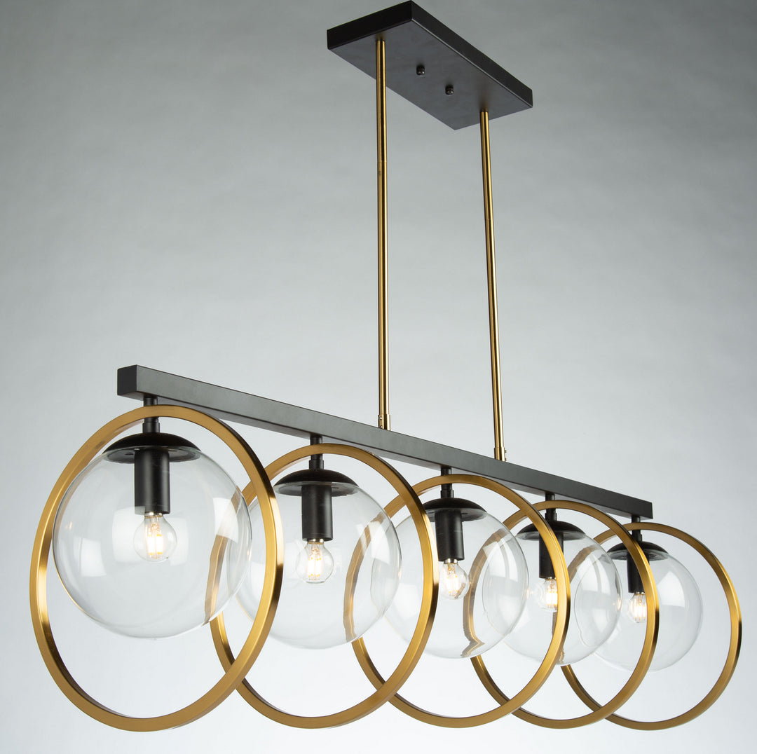 Artcraft Canada - AC10896VB - Five Light Island Pendant - Lugano - Black & Vintage Brass