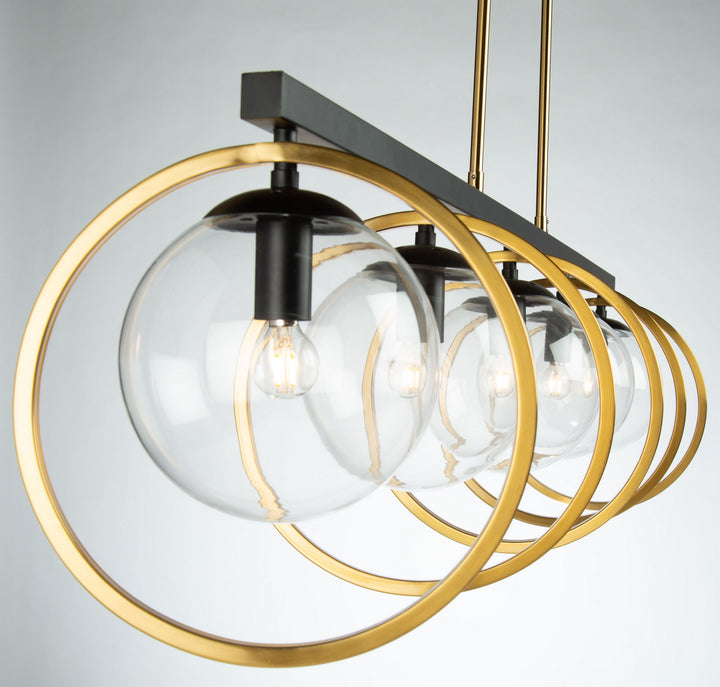 Artcraft Canada - AC10896VB - Five Light Island Pendant - Lugano - Black & Vintage Brass