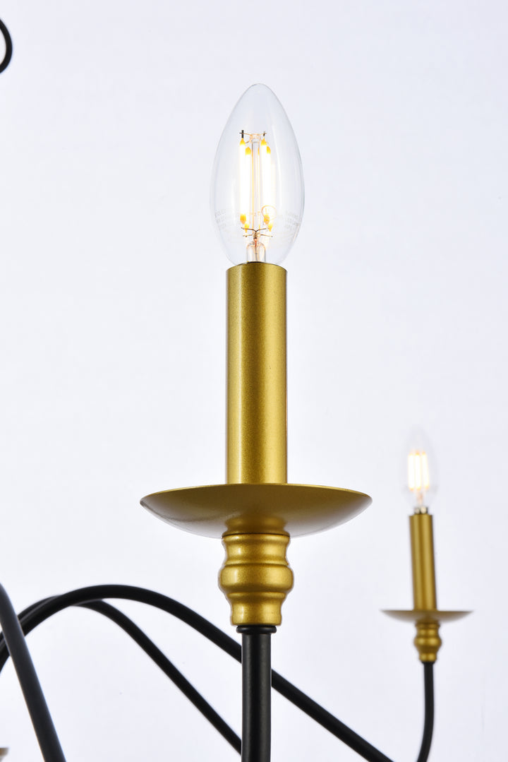Elegant Lighting - LD5056D30BRB - Six Light Chandelier - Rohan - Brass and Black