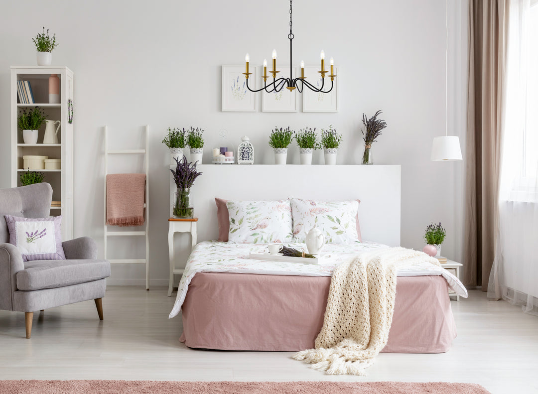 Elegant Lighting - LD5056D30BRB - Six Light Chandelier - Rohan - Brass and Black