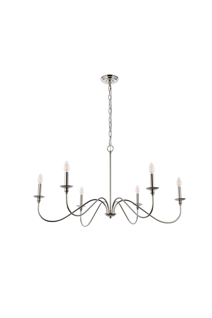 Elegant Lighting - LD5056D42PN - Six Light Chandelier - Rohan - Polished Nickel