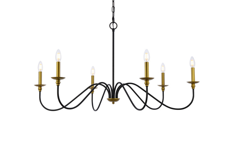 Elegant Lighting - LD5056D42BRB - Six Light Chandelier - Rohan - Brass and Black