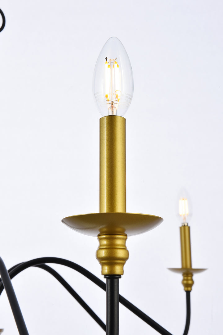 Elegant Lighting - LD5056D42BRB - Six Light Chandelier - Rohan - Brass and Black