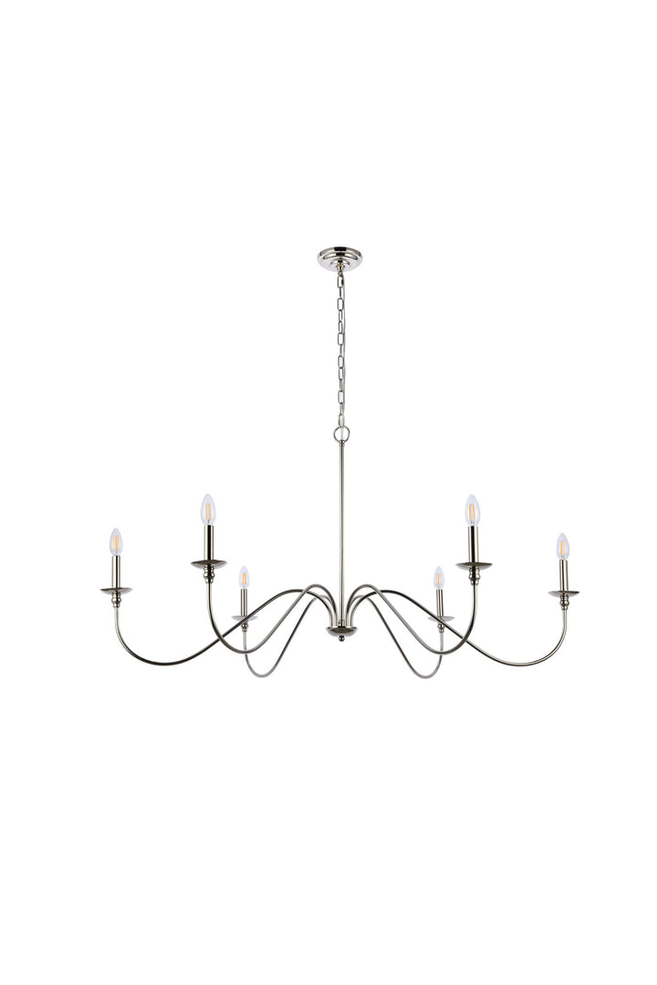 Elegant Lighting - LD5056D48PN - Six Light Chandelier - Rohan - Polished Nickel