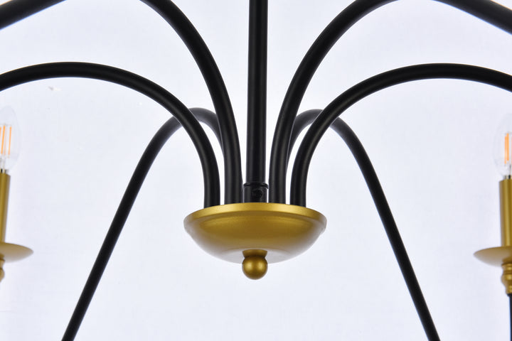 Elegant Lighting - LD5056D48BRB - Six Light Chandelier - Rohan - Brass and Black