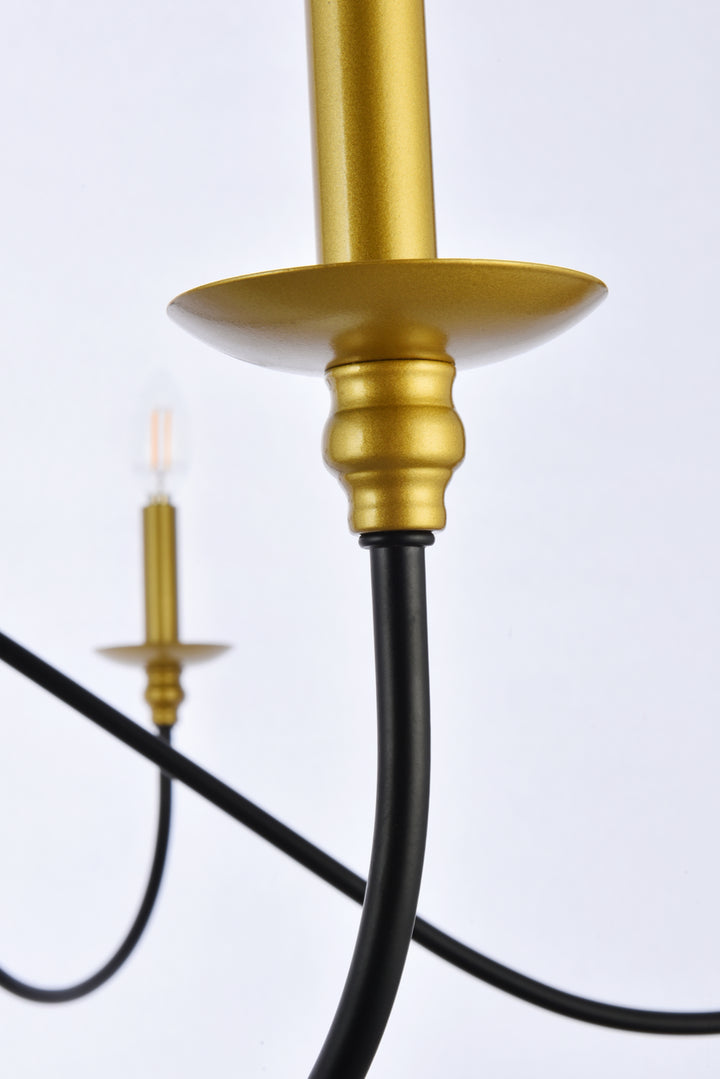 Elegant Lighting - LD5056D48BRB - Six Light Chandelier - Rohan - Brass and Black